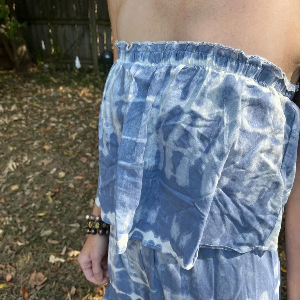 Japna strapless tie dyed wide leg romper / jumpsuit. - Picture 6 of 7